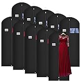 Univivi 60 Inch Lightweight Long Garment Bag for Hanging Clothes, Breathable Full Zipper Gown Dress Cover Bag with Clear Window and ID Card Holder for Suits, Long Dress, Coats -10 Pack