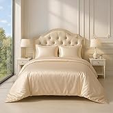 4-Piece Duvet Cover Set 100% Egyptian Cotton Luxury Bedding Includes 1 Duvet Cover with Zipper Closure, 1 Flat Sheet and 2 Pillowcases (Beige, Queen)