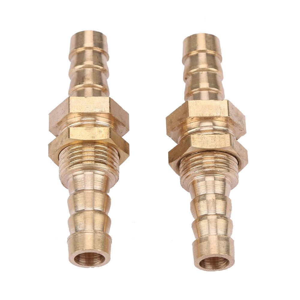 Hilitand Brass 2Pcs Hose Barb Fitting, Bulkhead Pipe for Water Air Fuel, Superior Material, Five Sizes, Wide Application