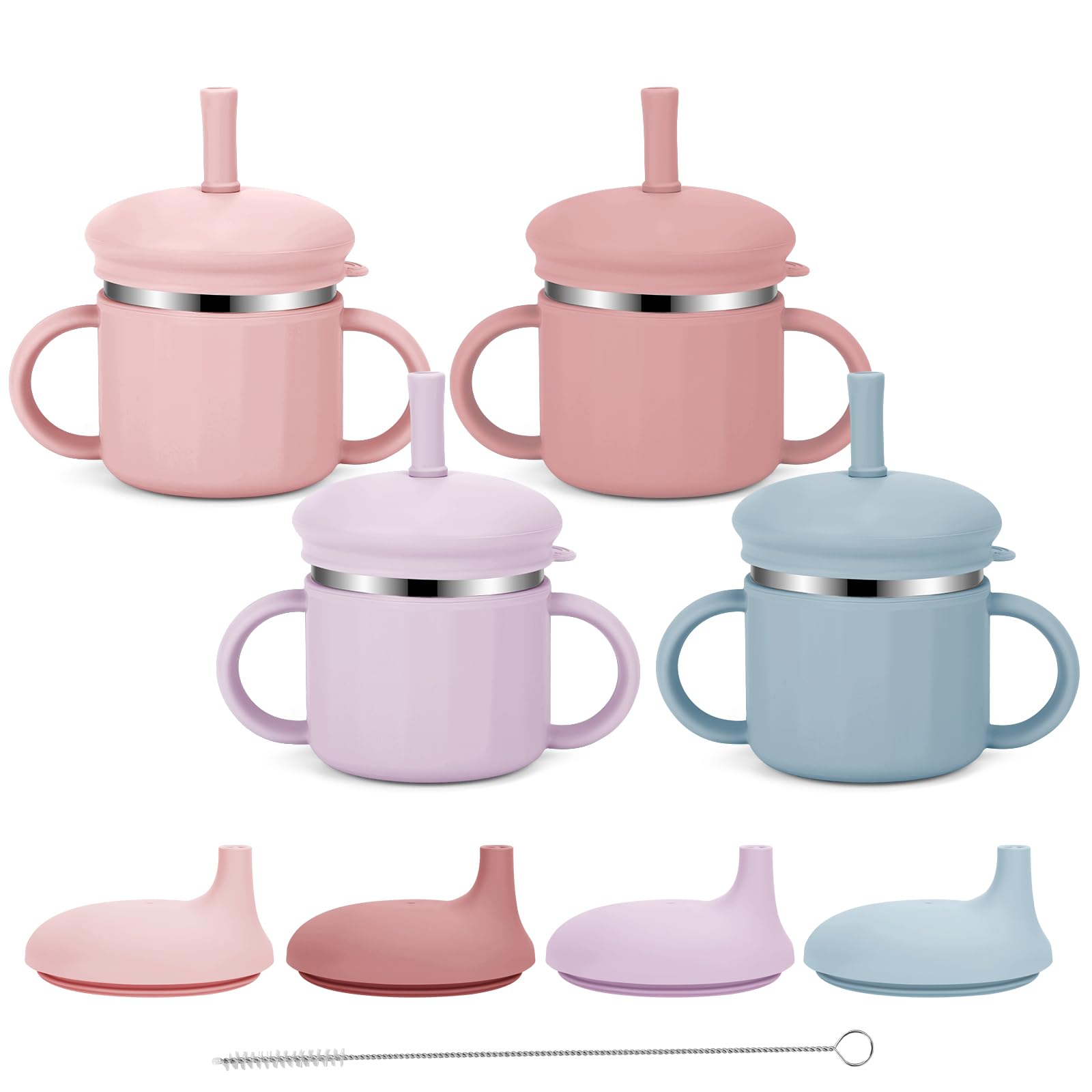 Photo 1 of **********MISSING PARTS*******
Upgrade Stainless Steel Baby Sippy Cups, 7.4 Oz Spill Proof Toddler Straw Cups, 3 Stages Training Cup for Toddlers 1-3 Year, Kid Cups with Silicone Sheel and Straws, 4 Colors (Coral+Blue+Pink+Purple)
