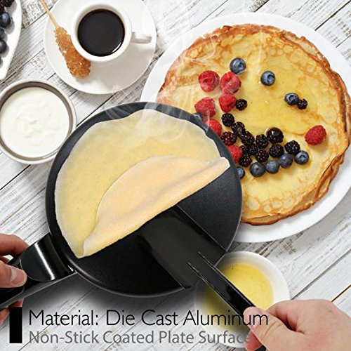 nutrichef Electric Griddle Hot Plate Cooktop - 800W 8" Pan Style Crepe Maker Hot Plate w/ON/Off Switch, Nonstick Coating, Automatic Temperature Control, Plug-in Operation for Kitchen and Countertop - Thumbnail 6