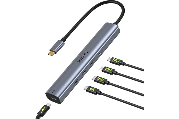 USB C Hub 10Gbps,MOKiN USB C Splitter with 4K@60Hz Video Output,100W PD Charging,Data Transfer,USB4 Multiport Dongle for MacBook Pro,iPad Pro and Type-C Devices