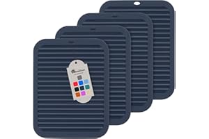 Breeze Touch Silicone Trivet Mats for Hot Dishes, 4 Pack Pot Holders for Kitchen Trivets for Hot Pots and Pans, Heat Resistant Non-Slip Hot Pads for Jar Opener Spoon Holder Counter, 9"x12" Navy
