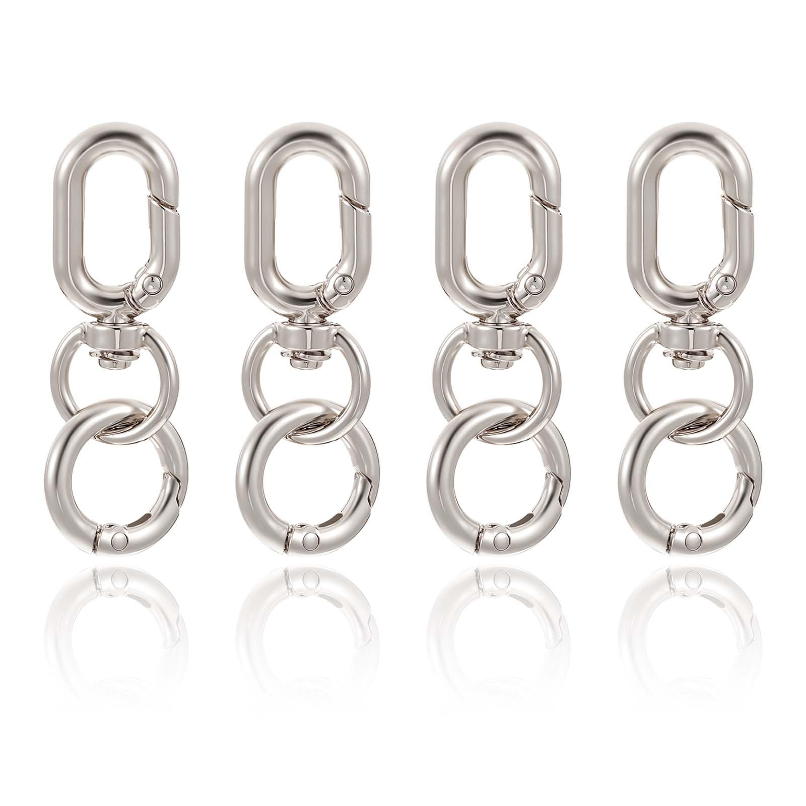 Photo 1 of TIESOME 4 Pcs Double Opening Swivel Clasp Clips, Zinc Alloy Key Chain Clips Metal Swivel Spring Snap Hooks Jewelry Clasps for DIY Crafts Lanyards Bags (Silver)