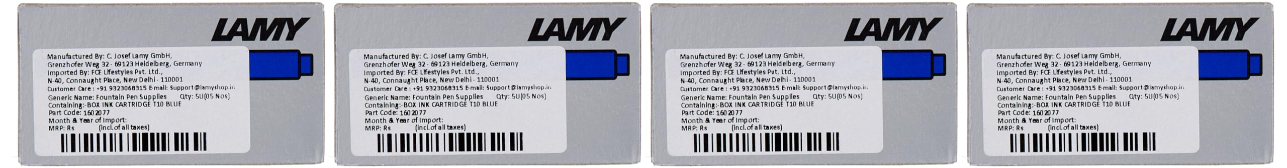 Lamy Fountain Pen Ink Cartridges, Blue Ink, Pack of 20 (LT10BLB)