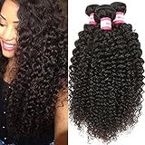 B&P Hair Brazilian Virgin Curly Hair Weave 3 Bundles 100% Unprocessed Brazilian Human Hair Extensions Natural Color 95-100g/pc