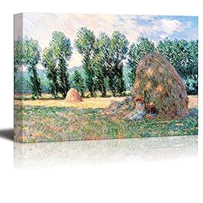 Haystacks by Claude Monet - Canvas Print Wall Art Famous Painting Reproduction - 12" x 18"