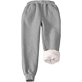 Rousytn Girls Boys Fleece Sweatpants Sherpa Lined Joggers Pant Winter Warm Kids Athletic Pants Elastic Waist with Pockets