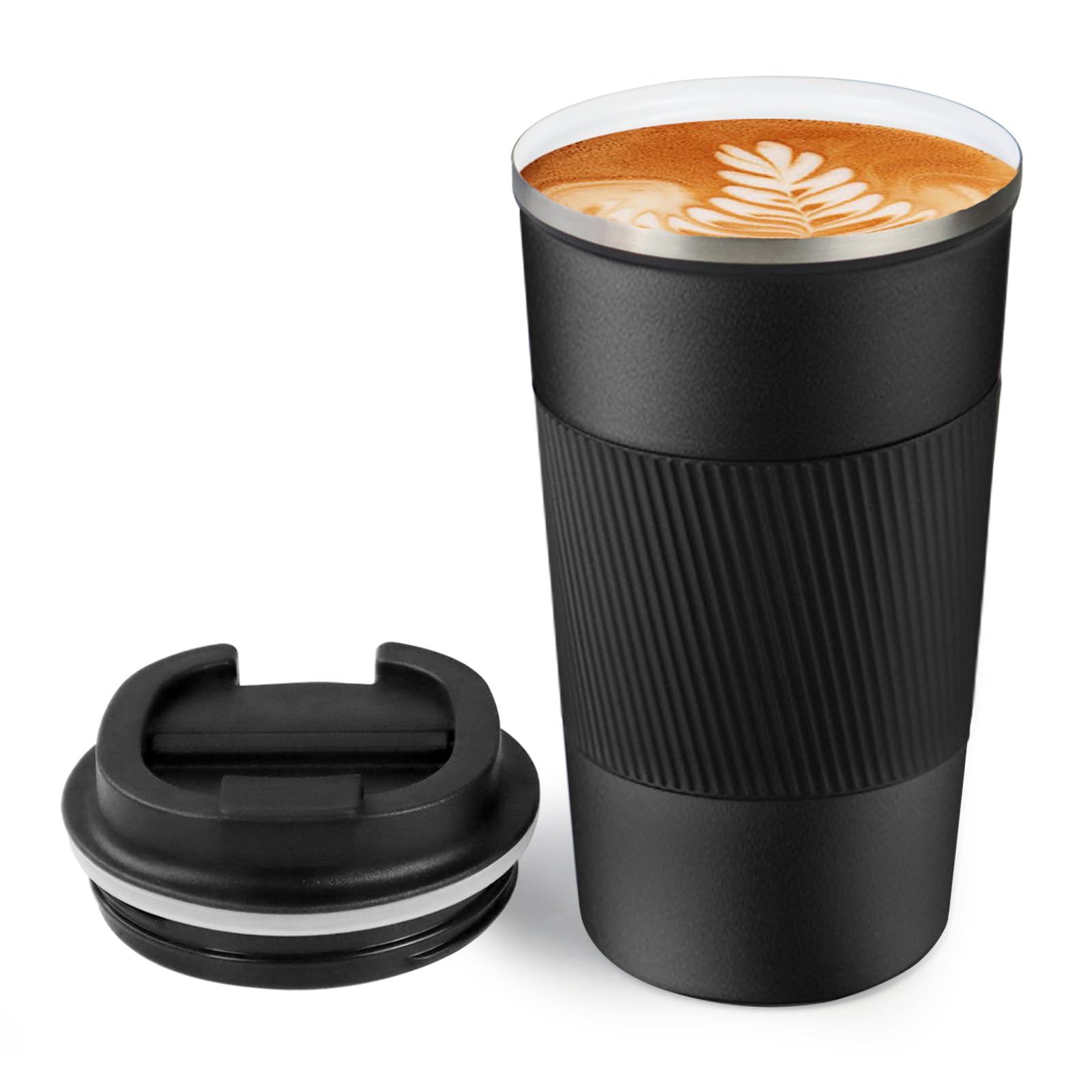 18oz Mug with Ceramic Coating Inside, Insulated Coffee Mug with Lid, Leak Proof Coffee Travel Mug, Travel Coffee Mug Fits in Car Cup Holder