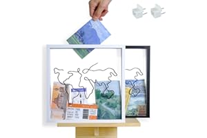 VIAVIC Travel Box for Memories, Ticket Shadow Box, Life Box, Shadow Box with Slot, Travel Gifts (Line-White, 12x12)