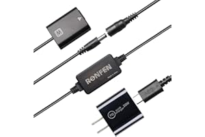 RONFEN NP-FW50 Dummy Battery DC Coupler USB-C Cable PD Adapter Kit Replace AC-PW20 AC Power Adapter for Cameras Sony Alpha ZV
