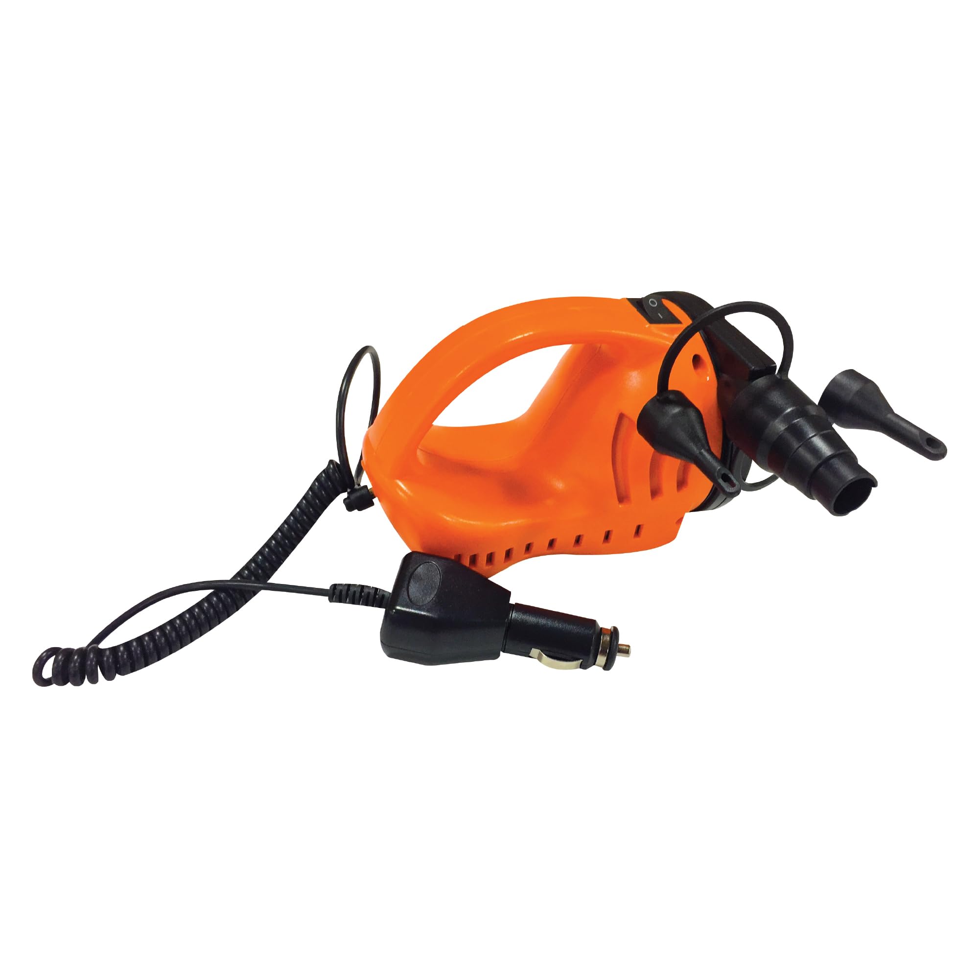 WOW Sports Electric Air Pump for inflatables, Easy Inflate Deflate, 12V DC Car Connector