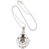 NOVICA Artisan Handcrafted Rainbow Moonstone & Garnet Teardrop Pendants | .925 Sterling Silver Birthstone Necklace | Handmade