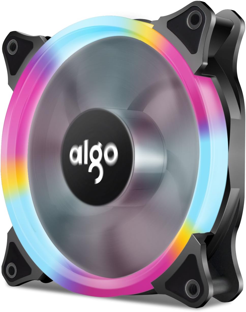 Aigo Halo LED Ring Fan 120mm Silent Sleeve Bearing PC CPU Cooling Neon Quite Clear Case Fan Mod 4 Pin/3 Pin for Computer Cases CPU Coolers and Radiators