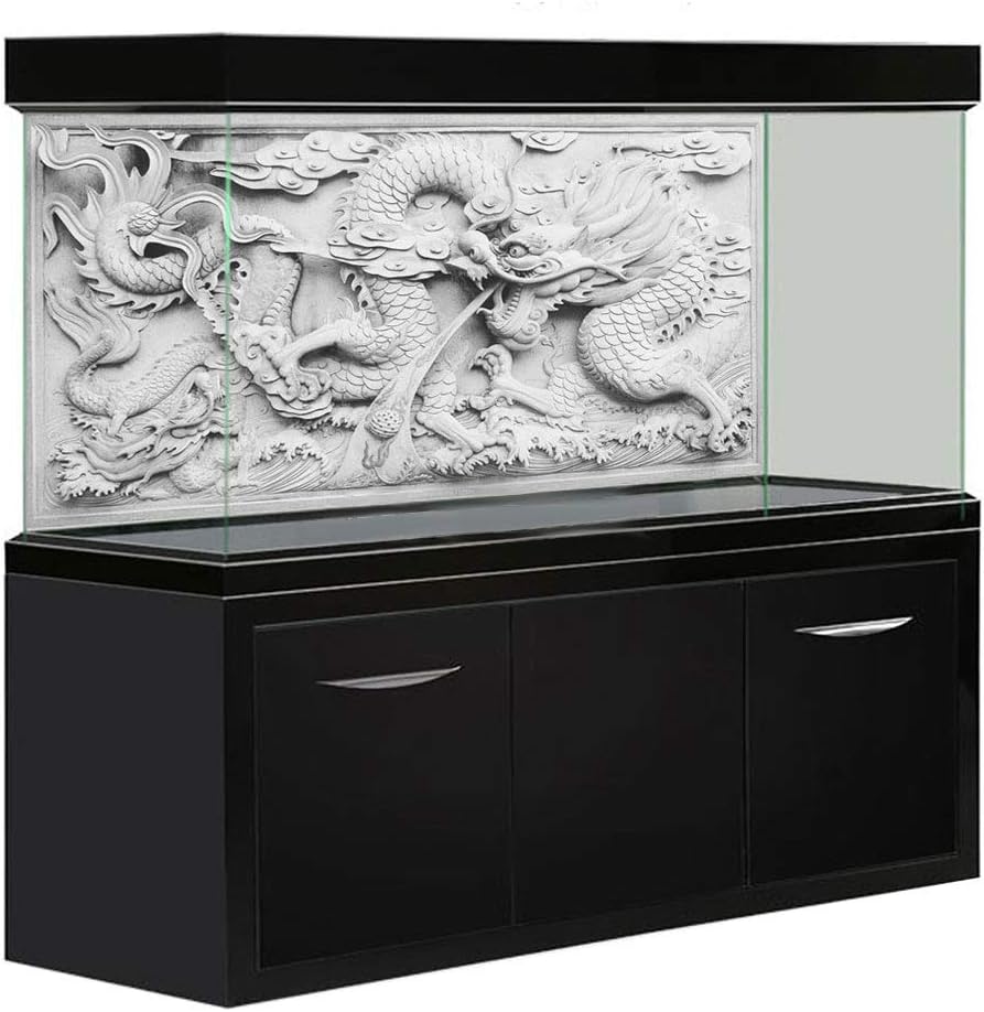 Amakunft Aquarium Background HD Grey Dragon Double Sides Fish Tank Decoration