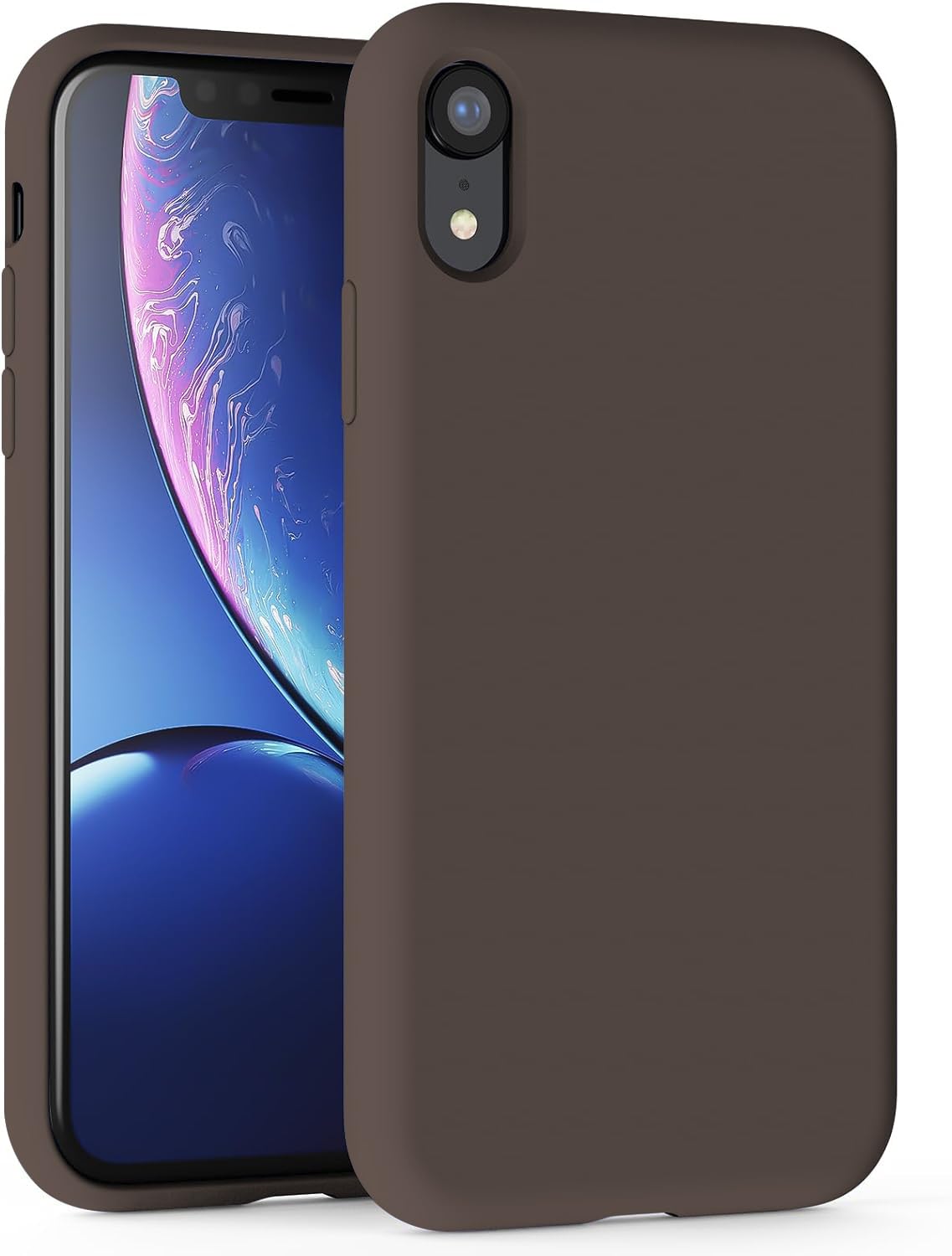 TAXXOE Silicone Case with iPhone XR Case Soft Ultra Slim Protective Shockproof Liquid Silicone Phone Case,Anti-Scratch Microfiber Lining，6.1 inch-Brown — image 1