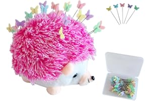 YUERFEILA Hedgehog Pin Cushion Sewing Kit with 100 Colored Pins,Pin Cushions Sewing Accessories and Supplies Flat Head Straight Pins Needle Cushions Holder