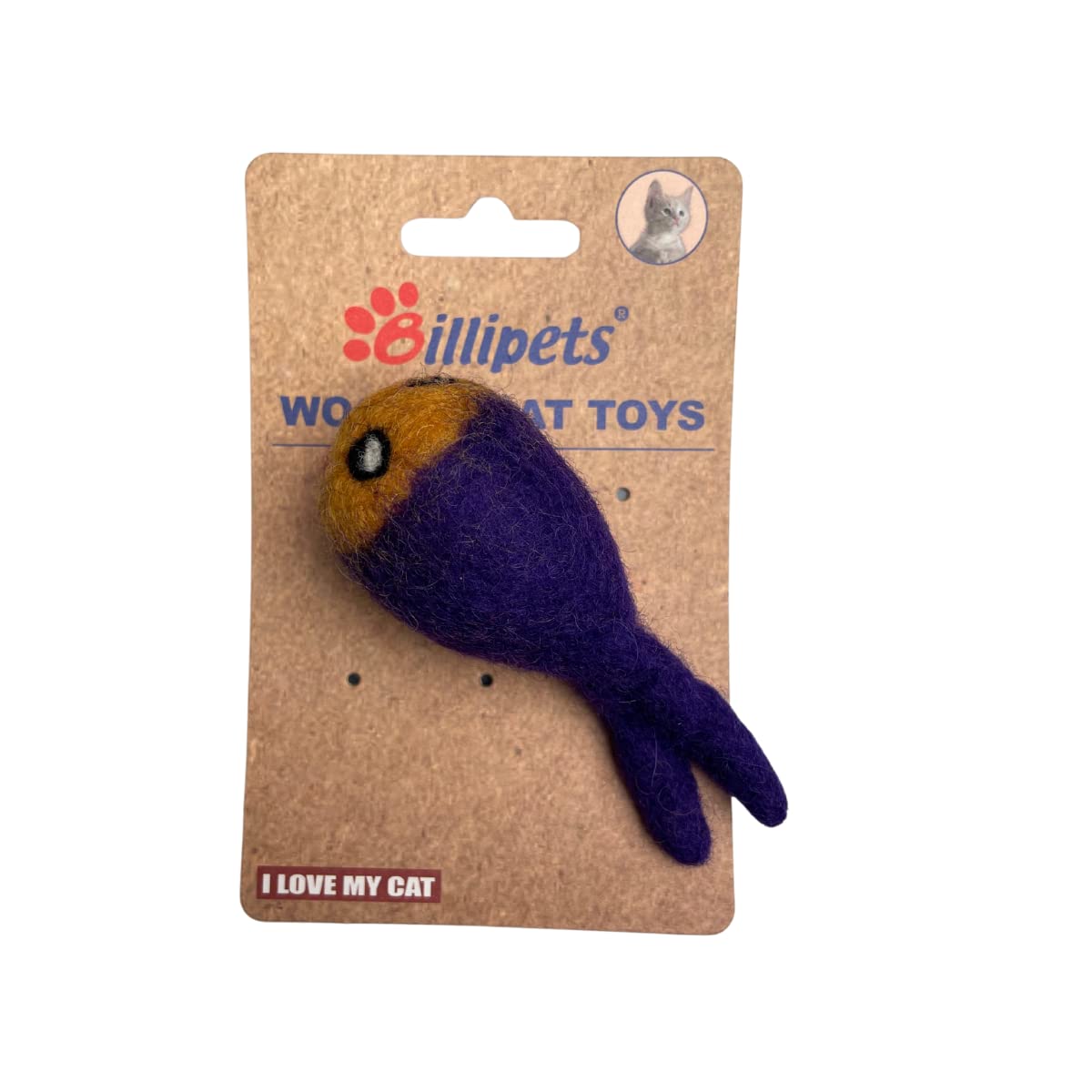 Billipets 9cm Wool Smiling Fish Cat Toys (Purple)