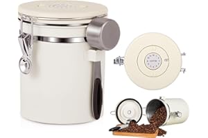 Coffee Container,Airtight Coffee Canister,16 OZ Stainless Steel Kitchen Food Savers for Coffee Beans,Grounds,Tea,Cereal,Sugar