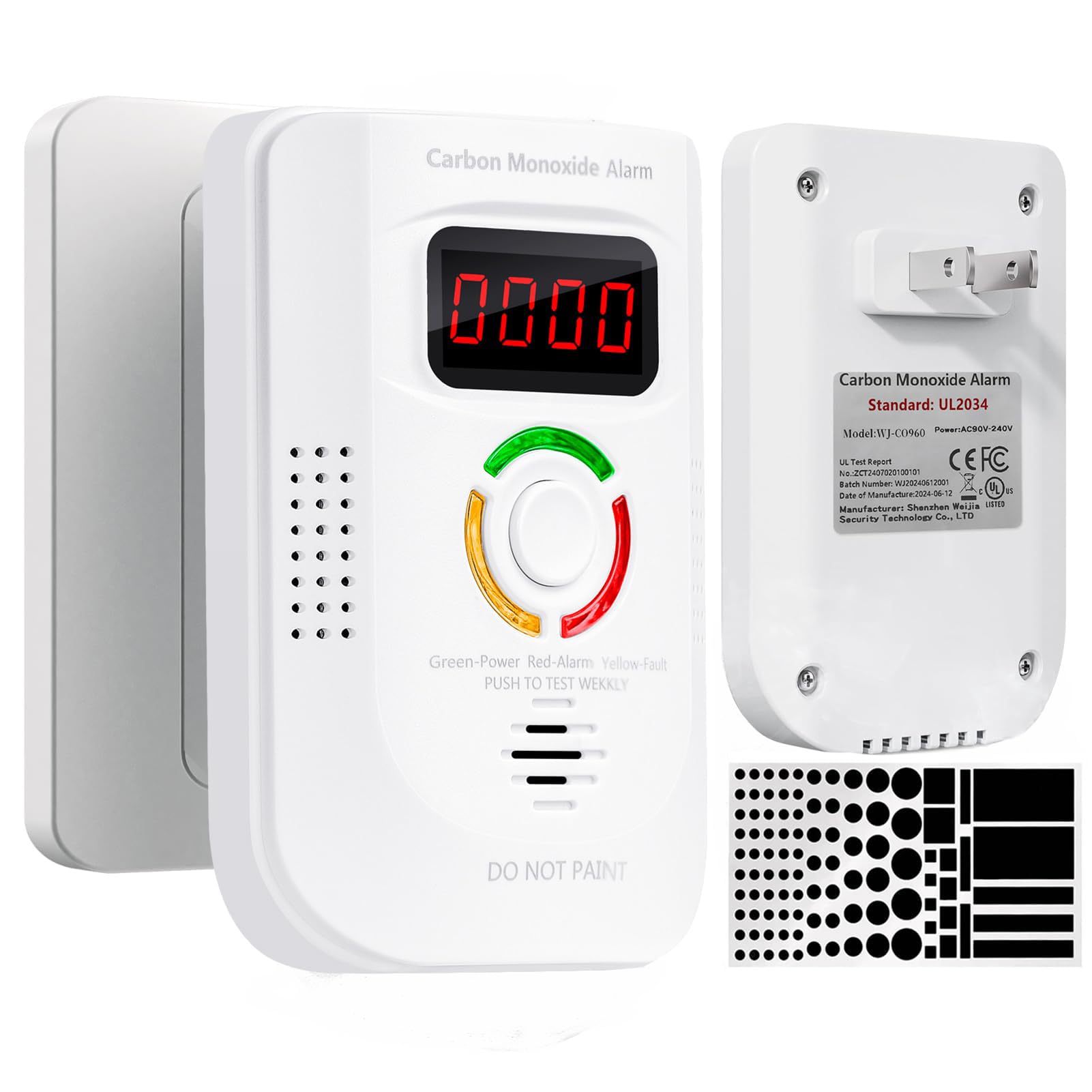Photo 1 of Carbon Monoxide Detectors with 1-Pc Led Light Blocking Stickers,CO Detector Plug in Wall for Home/RV,Carbon Monoxide Alarm with Audible & Visual Alerts,Portable CO Monitor for Travel