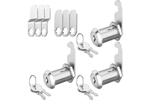 Jayseon 3 Pack Cabinet Locks with Keys, Toolbox Lock Cam Locks 1-1/8" Keyed Alike, Mailbox Lock Replacement Lock for Toolbox Locks with Keys, Zinc Alloy