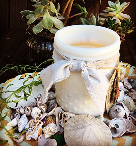 Coconut & Sea Salt - Hand Poured - Coconut Wax - Natural Soy - Vintage Inspired Hobnail Jar - Premium Grade Fragrance Oil - Skin Safe