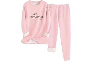 Womens Warm Winter Outfits 2 Piece Lounge Set Thick Sherpa Lined Pullover Tops and Plush Sweatpants Fleece Loungewear