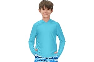 BesserBay Boys Sun Protection Hooded Long Sleeve Thumb Holes Rashguard Shirt 1-14 Years