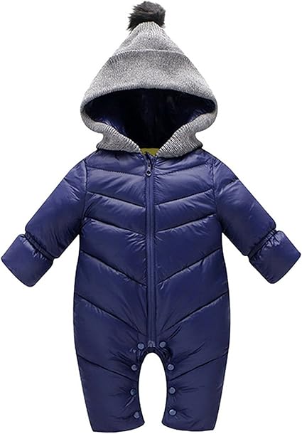 Amazon ジョヒ ベビー外出服 カバーオール 新生児服 キッズ 赤ちゃん 可愛い 暖かい 柔らか 軽量 防寒 男女兼用 2色 M ネイビー お昼寝布団 ベビー マタニティ 通販