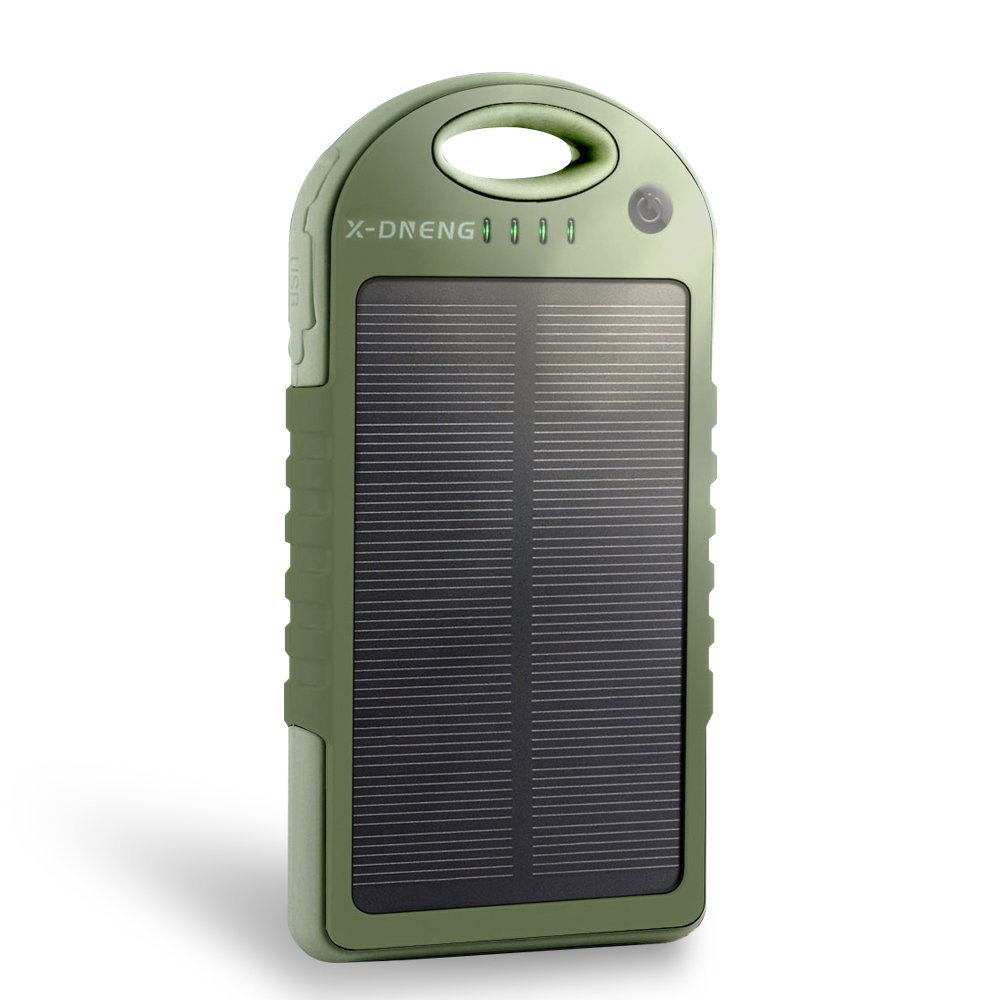 Solar Chargers 12000mAh Portable Solar Power Bank,Waterproof/Shockproof/Dustproof Solar Battery Charger Dual USB Port with Strong LED Light for Cellphone iPhone iPad Samsung Adroid Gopro GPS and More