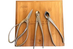 BONSAI OUTLET Tinyroots Bonsai Tool Kit 3pc - Set Includes: Traditional Butterfly Shaped Bonsai Shears, Concave Cutter, Wire Cutter & Bamboo Storage Case + Bonsai Tools
