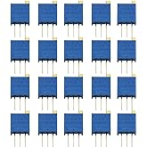 Ruiwaer 20PCS 3296W Trim Pot Trimmer Potentiometer 10K Ohm Multiturn Trimmer Potentiometer Variable Resistor High Precision Potentiometer 3296W Potentiometer, Blue