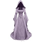 Women's Deluxe Witch Dress Costume Vintage Halloween Gothic Dress Victorian Hooded Vampire Gown Dress Cosplay