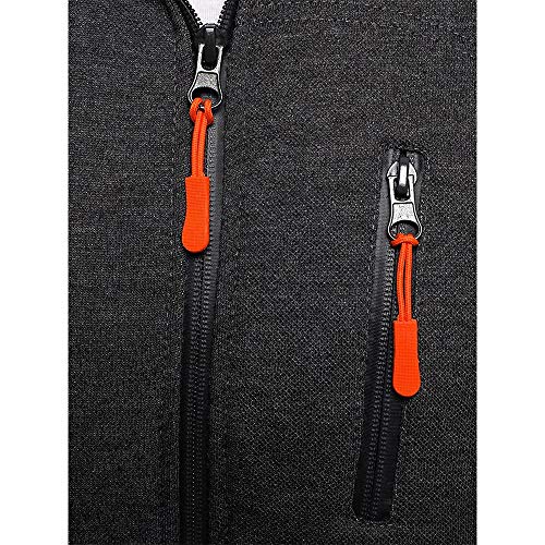 Mens' Autum Winter Long Sleeve Zipper Patchwork Hooded Sweatshirt Cardigan Tops (Deep Gray, L3) - Thumbnail 3