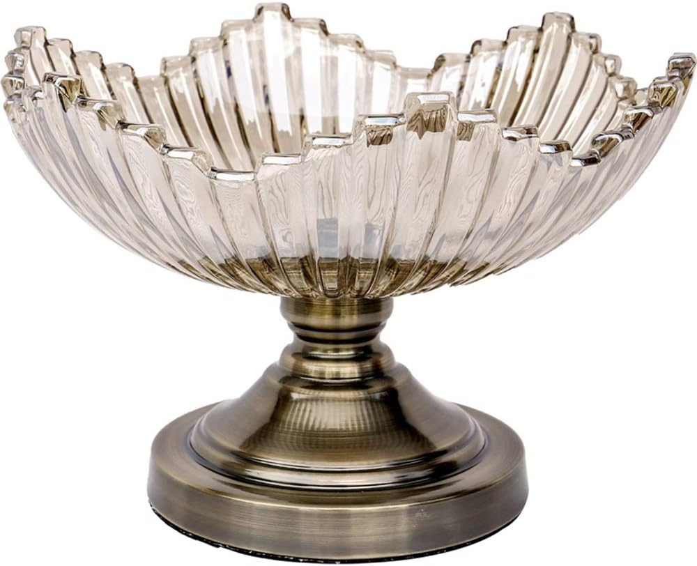 DENGS Glass Fruit Plate Fruit Plate Metal Base Household Crystal Candy Plate Fruit Plate 16 19 29cm
