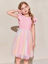 Haloumoning Girls Tutu Dress Ruffle Short Sleeve