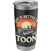 Life Is Better Toon Pontoon Boat Boating Fathers Stainless Steel Insulated Tumbler