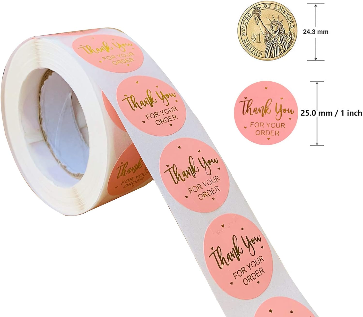 Thank You For Your Order Stickers Labels 1 Round Thank You Stickers Roll 500pcs Thank You Stickers For Gifts Bags Envelopes Bubble Mailers Bag