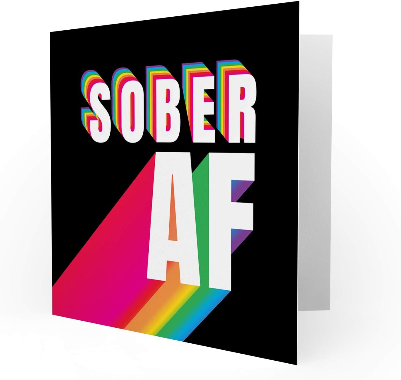 Wee Blue Coo Sober AF Rainbow Typography Black Sealed Greeting Card Plus Envelope Blank inside, Green|black, 15 x 15 cm - Image 3