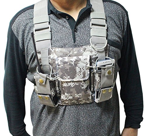 GoodQbuy Universal Radio Harness Chest Rig Bag Pocket Pack Holster Vest for Two Way Radio Walkie Talkie (Rescue Essentials)(Camouflage) - Thumbnail 3