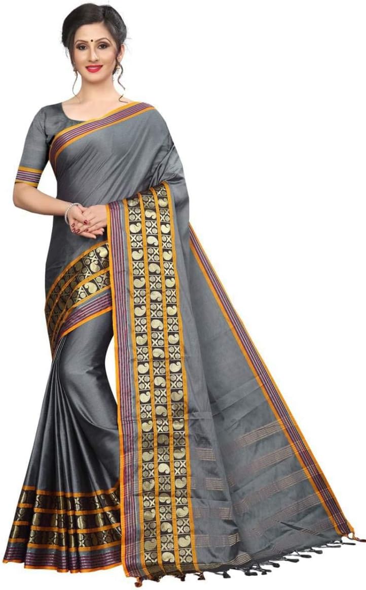 Raj Fashion Traditional Banarasi Silk Saree Party Wear Banarasi Silk Saree Designer Heavy Silk Sari Indian Silk Saree 769 Grey
