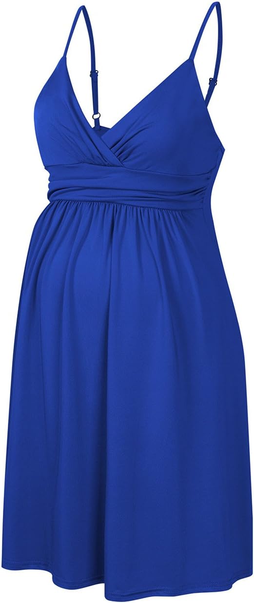 Coolmee Maternity Dress Women's Sleeveless Knee Length Maternity Dress with Adjustable Straps Blue0Q1 XL