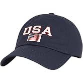 E BY ELIDAN USA Hat, Embroidered American Flag Baseball Cap for Men Women | 100% Cotton, Unstructured Low-Profile Fit; Adjustable Metal Buckle Strap, Soft Breathable Packable Dad Style