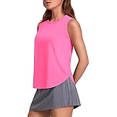 PINSPARK Workout Tank Tops Woman UPF 50+ Yoga Tanks Quick Dry Sleeveless Gym Shirts with Side Slits Loose Fit Athletic Top