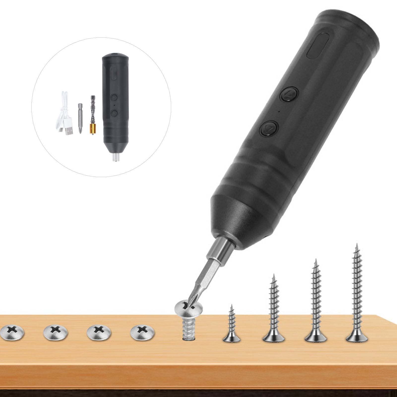 Shanrya Mini Electric Screwdriver Set, 200rpm ABS Cordless USB Charging for Electrical Maintenance