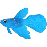 Kodrily Fake Fish for Aquarium, Silicone Betta Fish Fake, Artificial Fake Floating Fish Ornament, Lifelike Floating Pretend Prank Fish for Fish Tank Decoration (Blue Betta)