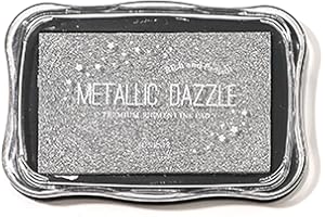 INCAUCA Metallic Ink Pads for Rubber Stamps, Washable Stamp Ink Pad, Ink Pads for Stamping, Embossing Craft Ink Pad Stamps Partner DIY Color for Wedding Card Making Scrapbook Wood Paper, Silver