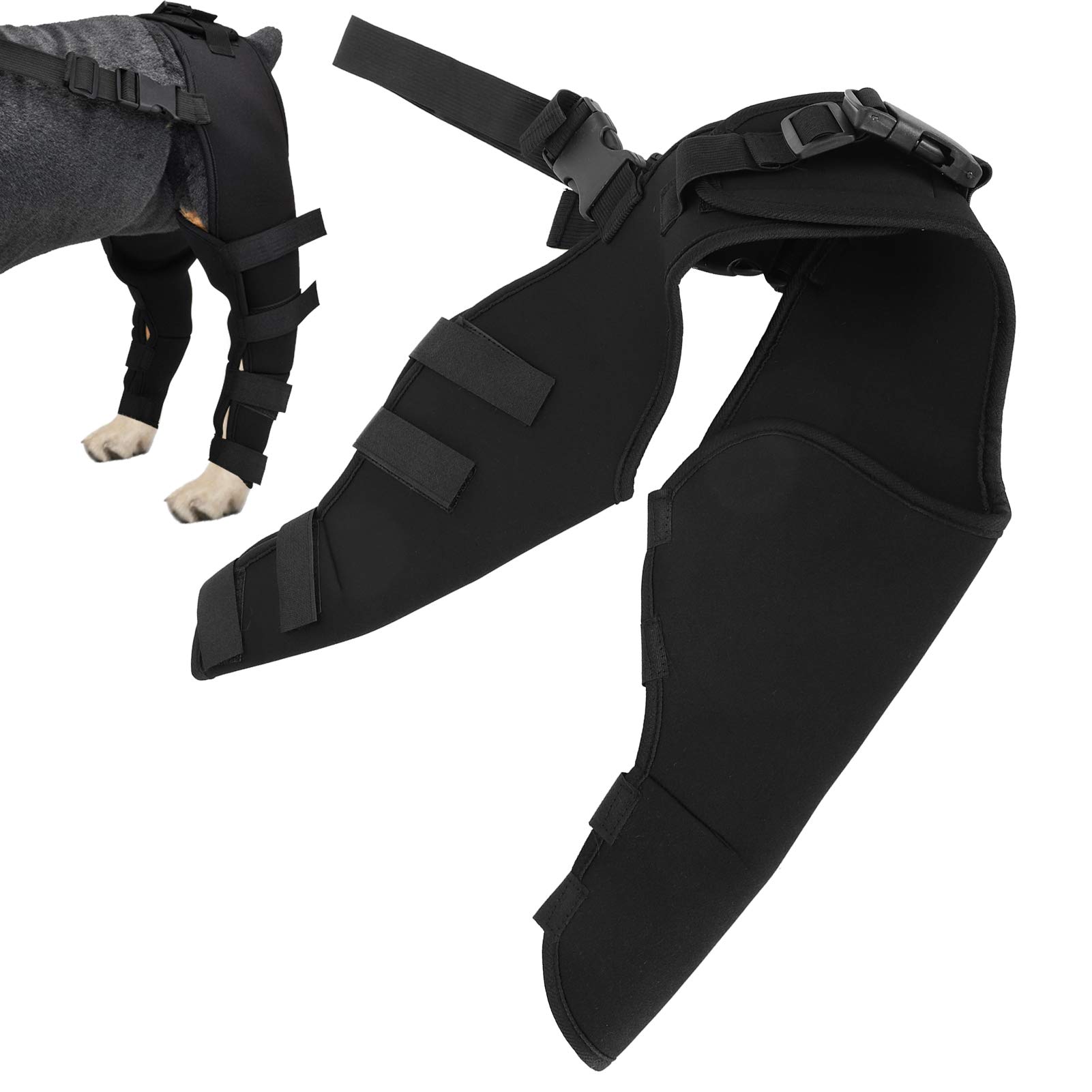Hztyyier Dog Leg Brace, 1 Pair Dog Elbow Brace Protector Pads Pet Dog Hind Legs Protector Adjustable Knee Brace Leg Support for Dogs Hind Legs Recover