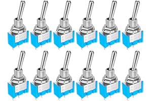 Gebildet 12pcs SPST Mini Toggle Switch, 2-Terminal 2-Position, Miniature ON/Off Switch, 6A/125VAC, 3A/250VAC, for DIY Car Das