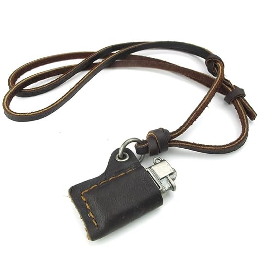KONOV Schmuck Anhänger Herren Halskette – Kette verstellbar Leder Kordel – Feuerzeug Feuerzeug Modell – Legierung – Für Herre